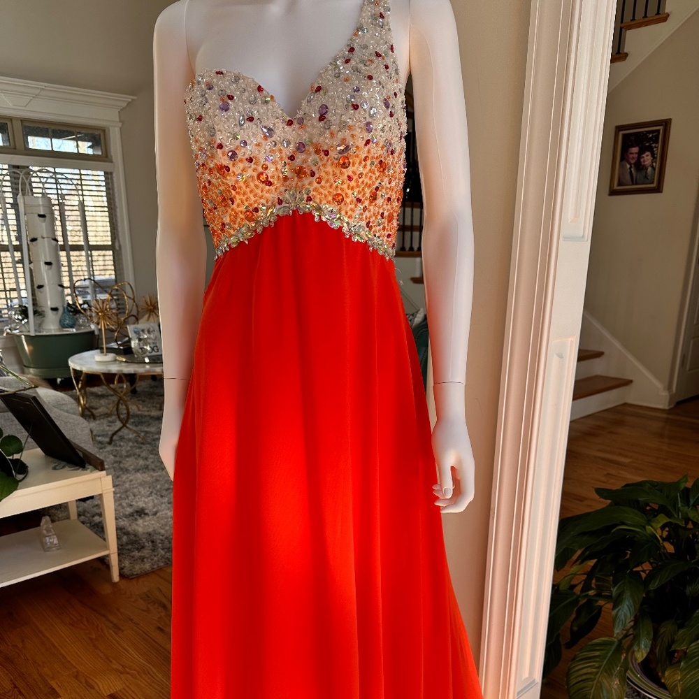 Orange Beaded Formal Gown